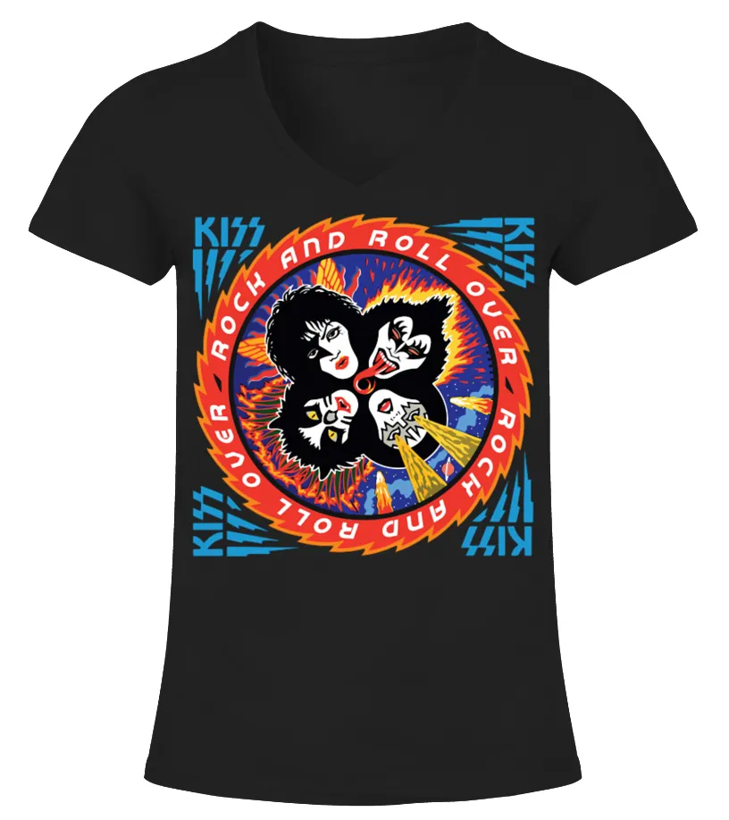 007 Kiss Rock And Roll Camiseta cuello pico Mujer