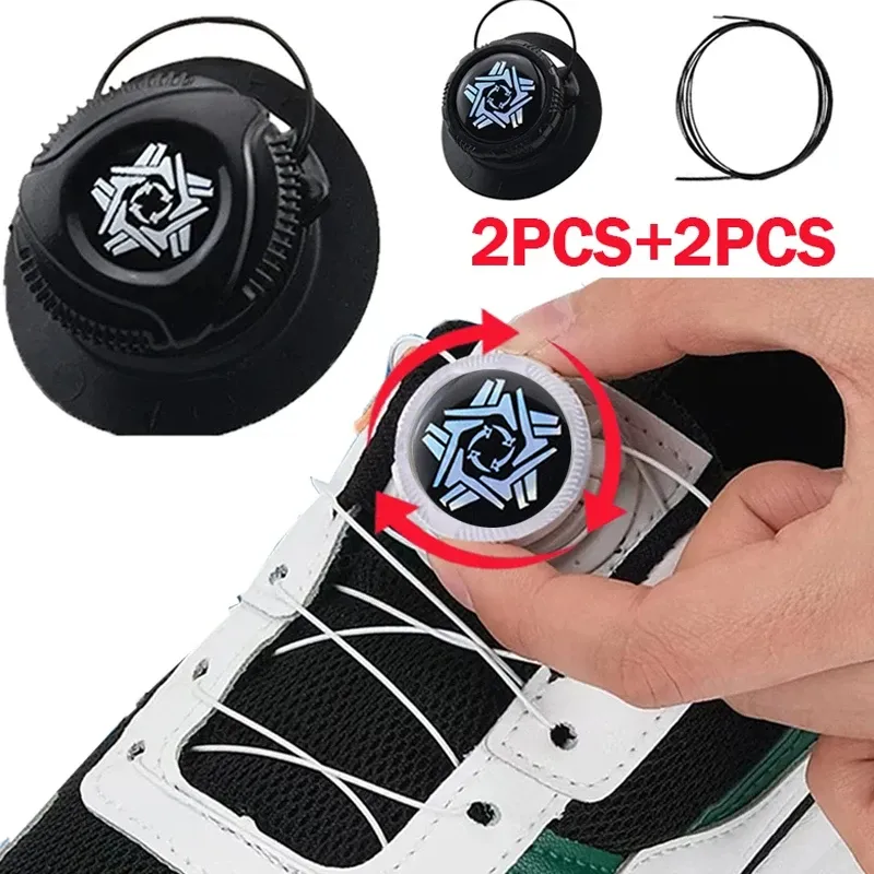 2024 Nuevos cordones automáticos zapatillas de hebilla giratorias sin corbatas