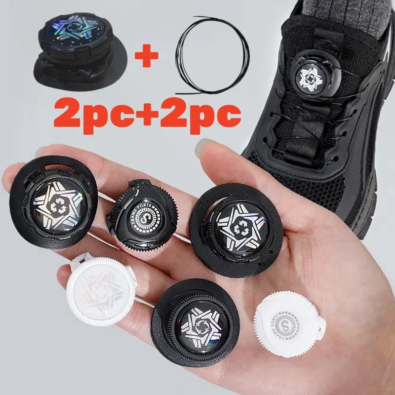 2024 Nuevos cordones automáticos zapatillas de hebilla giratorias sin corbatas