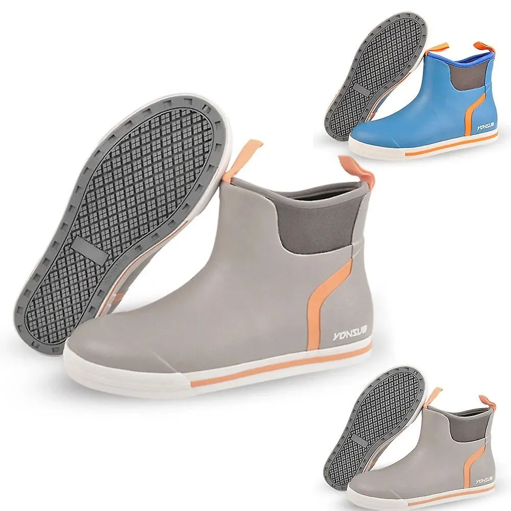 2024 RAINY SEASON MEN DECK BOOTS WATERPROOF RAIN BOOTS ANTISLIP NEOPRENE RUBBER ANKLE FOR FISHING WETLAND BEACH WADING MOUNTAIN