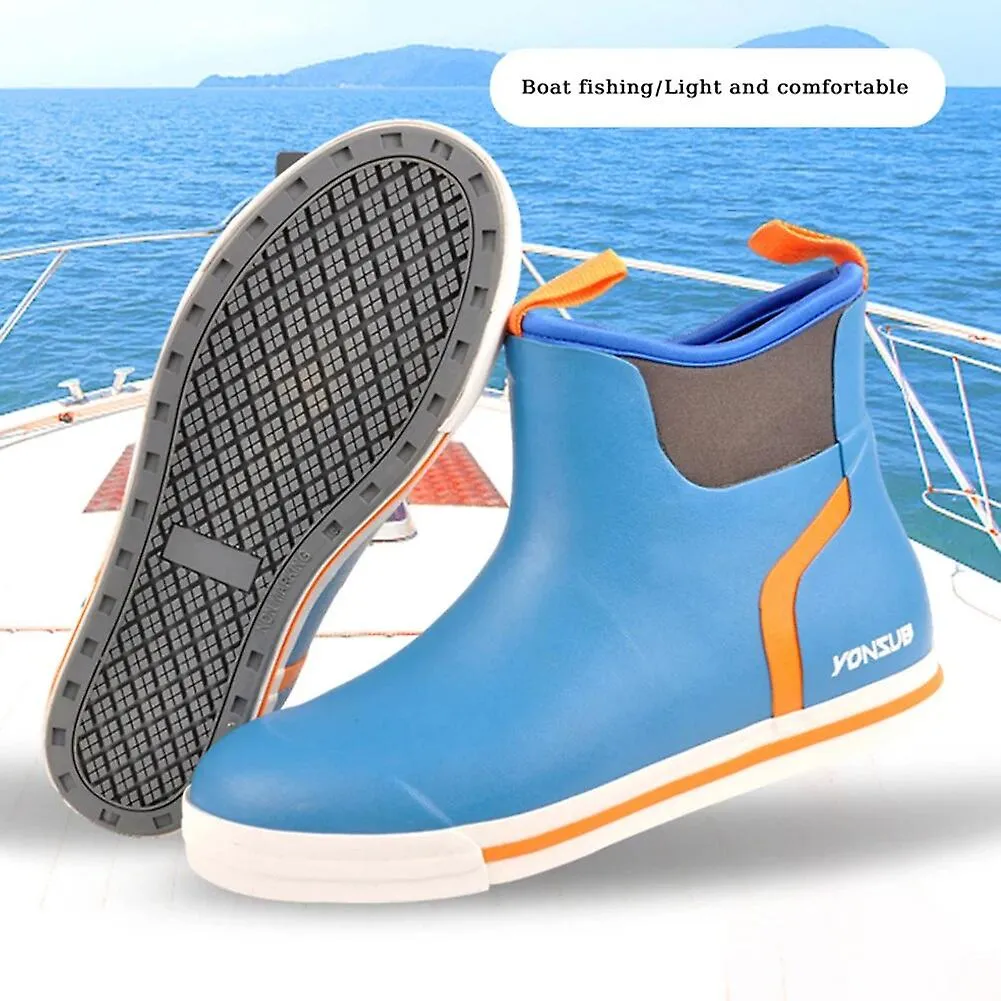 2024 RAINY SEASON MEN DECK BOOTS WATERPROOF RAIN BOOTS ANTISLIP NEOPRENE RUBBER ANKLE FOR FISHING WETLAND BEACH WADING MOUNTAIN