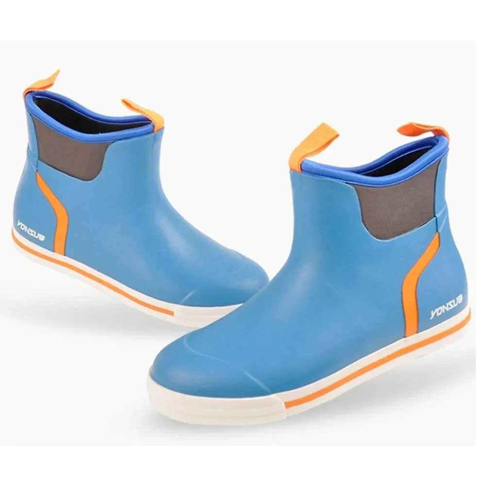 2024 RAINY SEASON MEN DECK BOOTS WATERPROOF RAIN BOOTS ANTISLIP NEOPRENE RUBBER ANKLE FOR FISHING WETLAND BEACH WADING MOUNTAIN