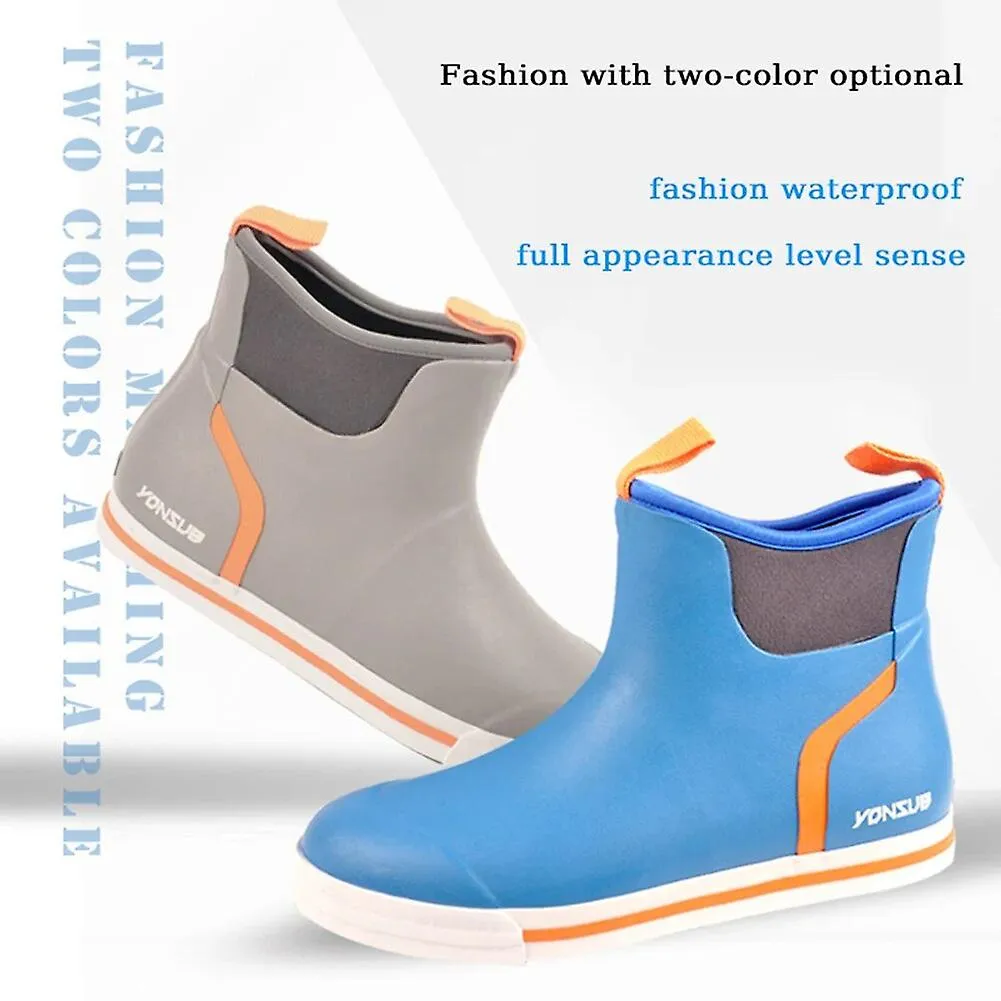 2024 RAINY SEASON MEN DECK BOOTS WATERPROOF RAIN BOOTS ANTISLIP NEOPRENE RUBBER ANKLE FOR FISHING WETLAND BEACH WADING MOUNTAIN