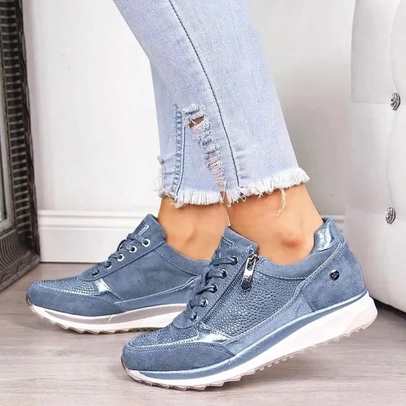 2024 Summer Nuevo pendiente gruesa Tacón de pendiente Sports informales Diamantes de agua soltera, zapatos grandes para mujeres