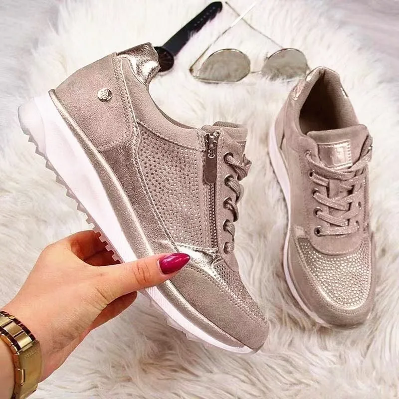 2024 Summer Nuevo pendiente gruesa Tacón de pendiente Sports informales Diamantes de agua soltera, zapatos grandes para mujeres