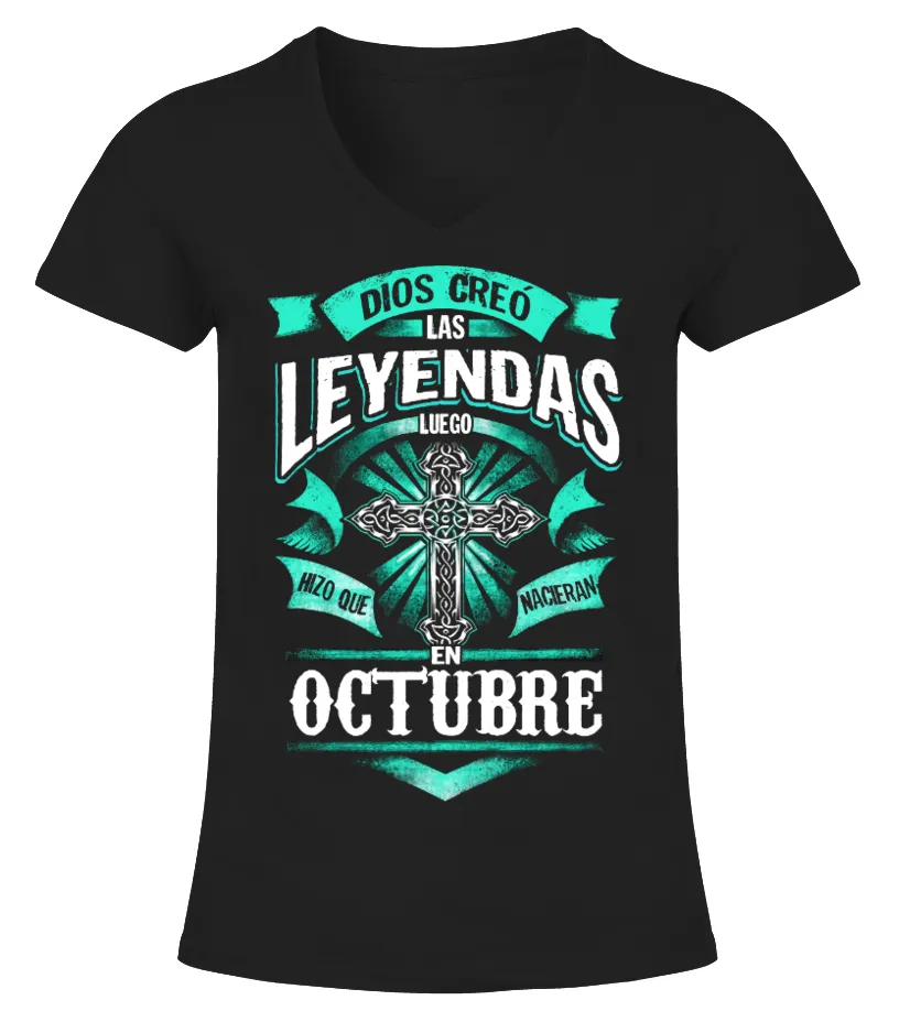 [AGMSP] Dios Los Nació En Octubre Camiseta cuello pico Mujer