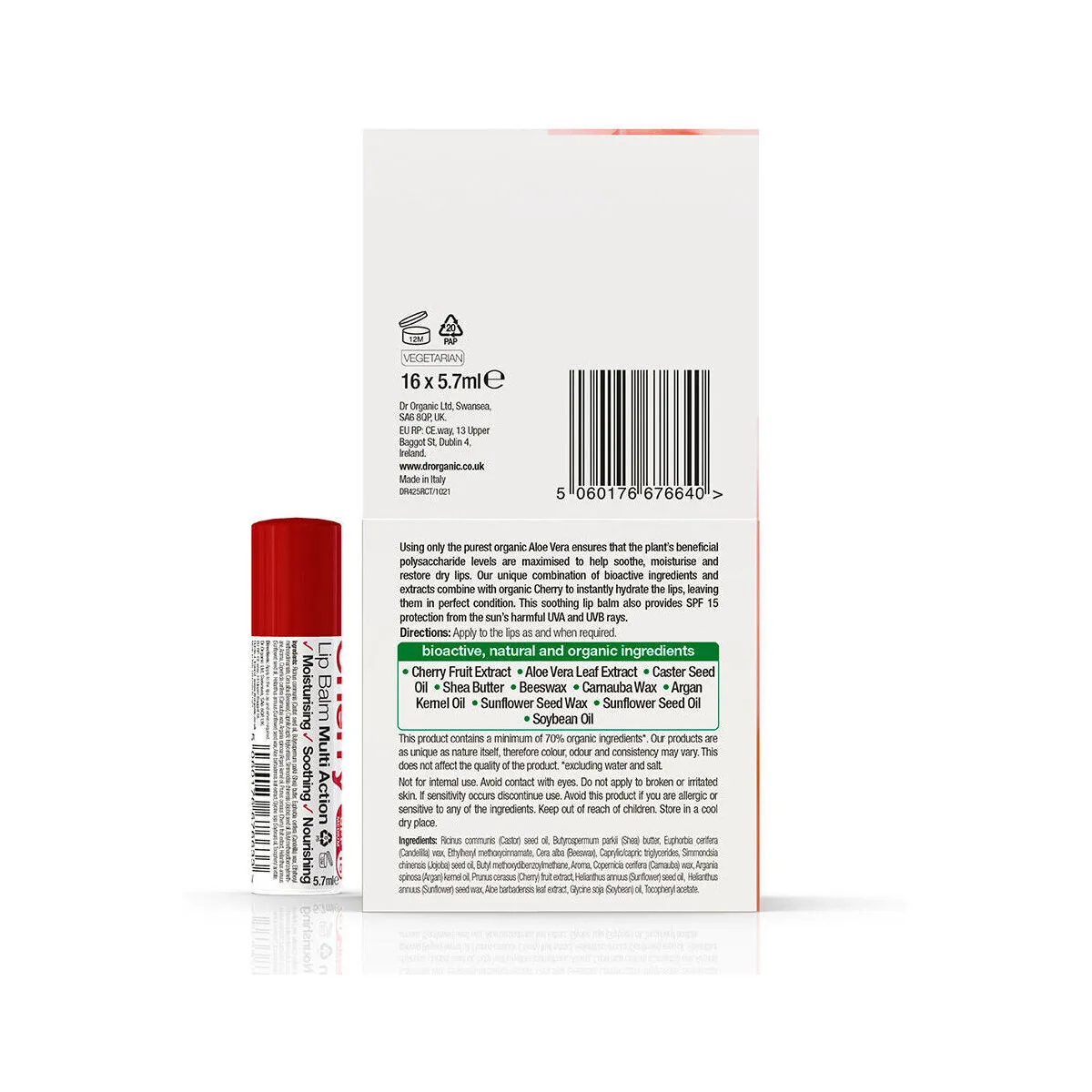 Aloe Vera Y Cereza Bálsamo Labial Spf15 5,7 Gr