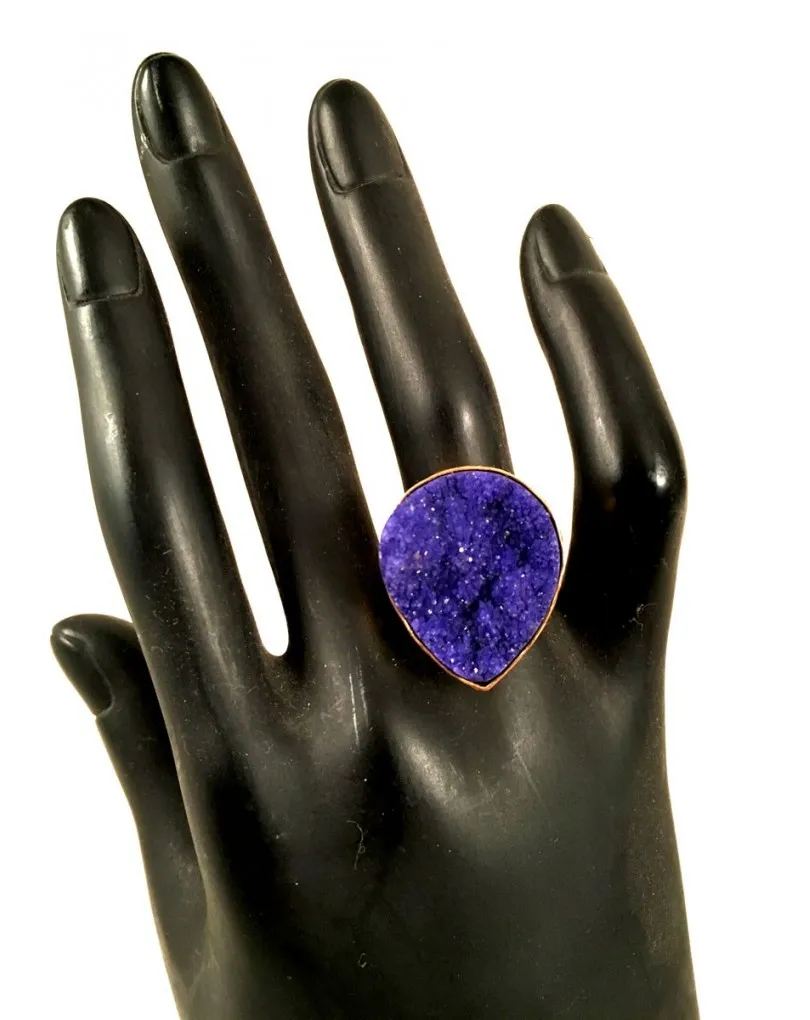 ANILLO AZUL, PIEDRA DRUSA