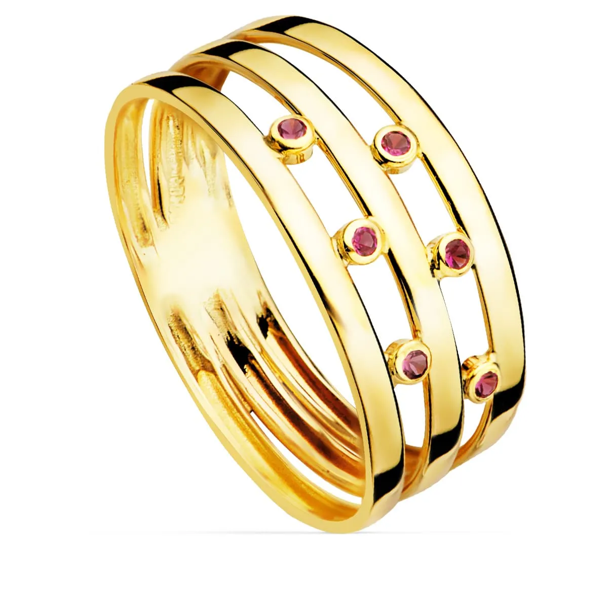 Anillo Oro Circonitas Rojas