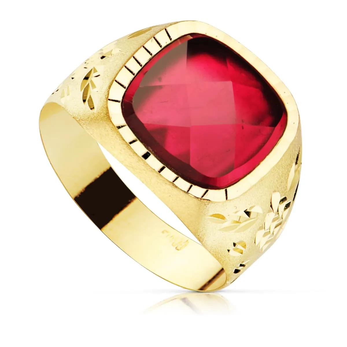 Anillo Oro Hombre Piedra Roja