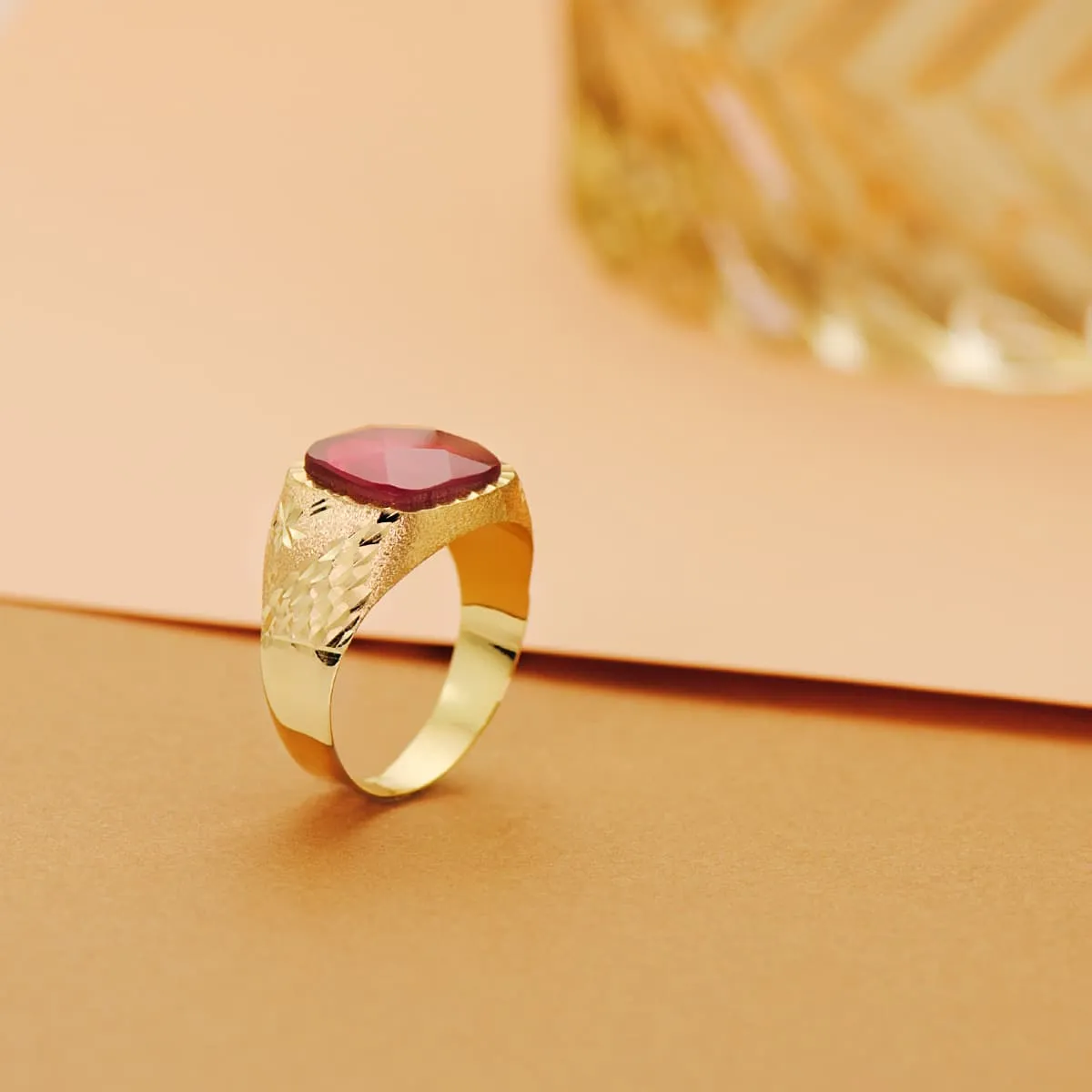 Anillo Oro Hombre Piedra Roja