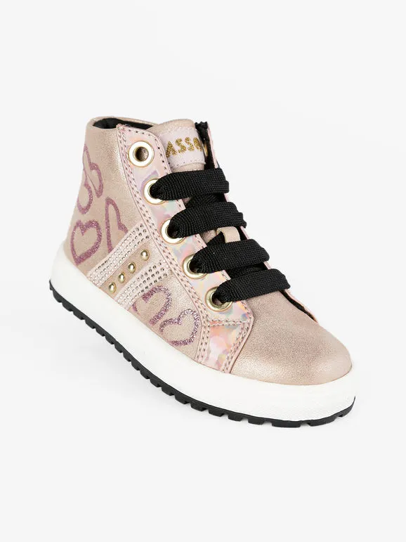 Asso Zapatillas altas para niñas con corazones