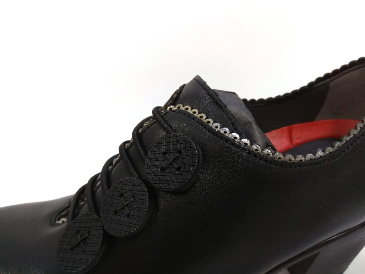 Atrai Zapato PE tacón 7cm elástico botones 4318 Negro