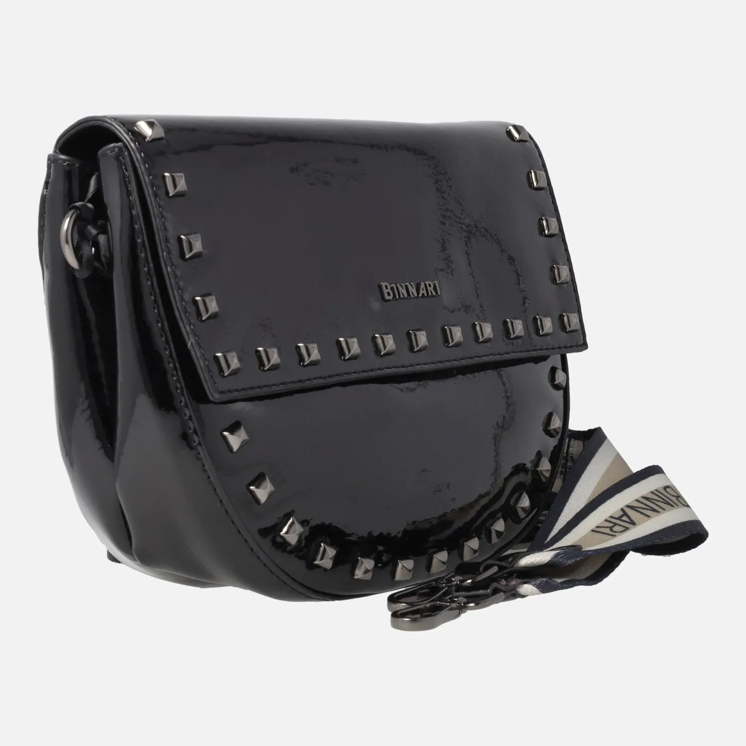 Bolsos bandolera en charol negro con remaches Giuliana