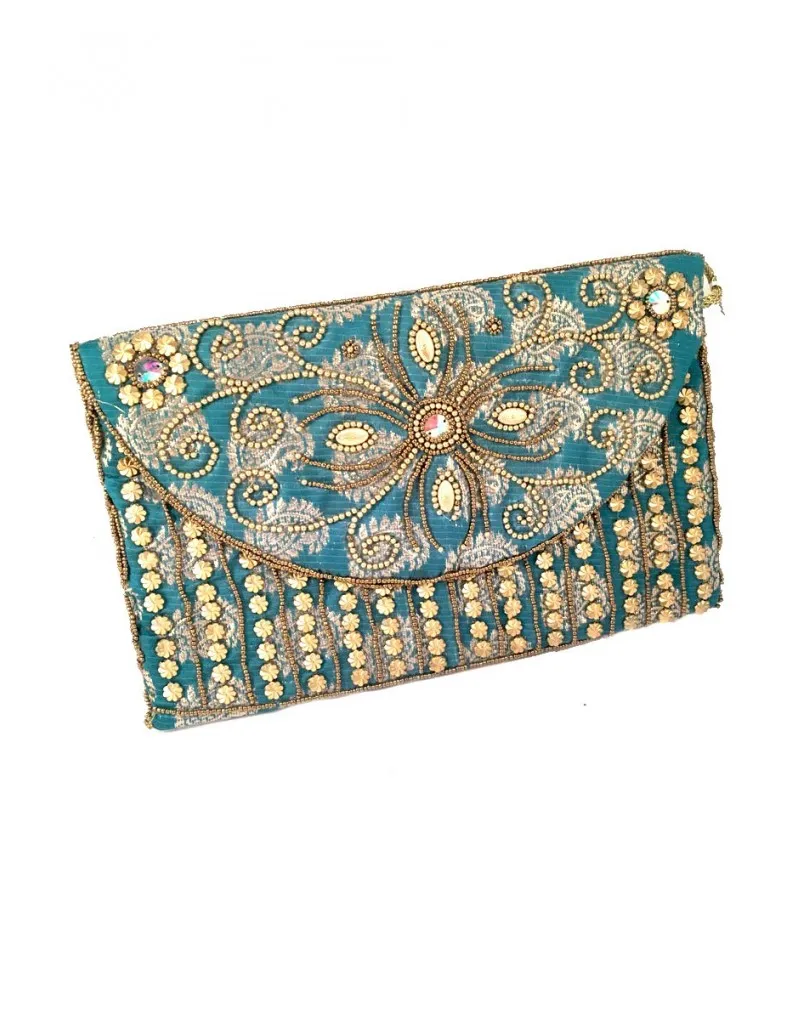 BOLSOS DE FIESTA ORIGINALES INDIA TURQUESA