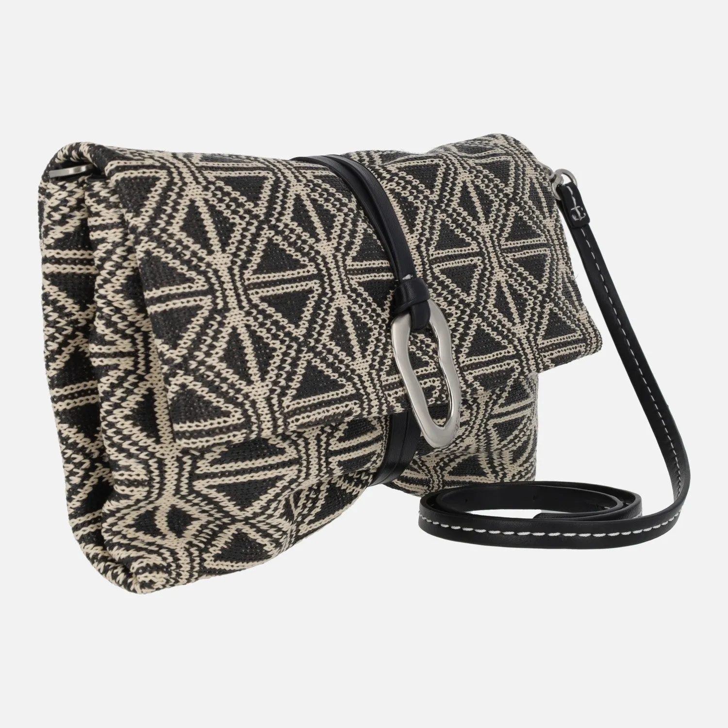 Bolsos de mano en tejido estampado con asa bandolera