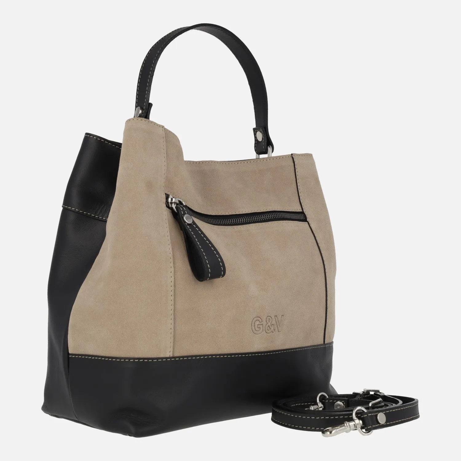 Bolsos de mujer Gonvi combinados en serraje y piel