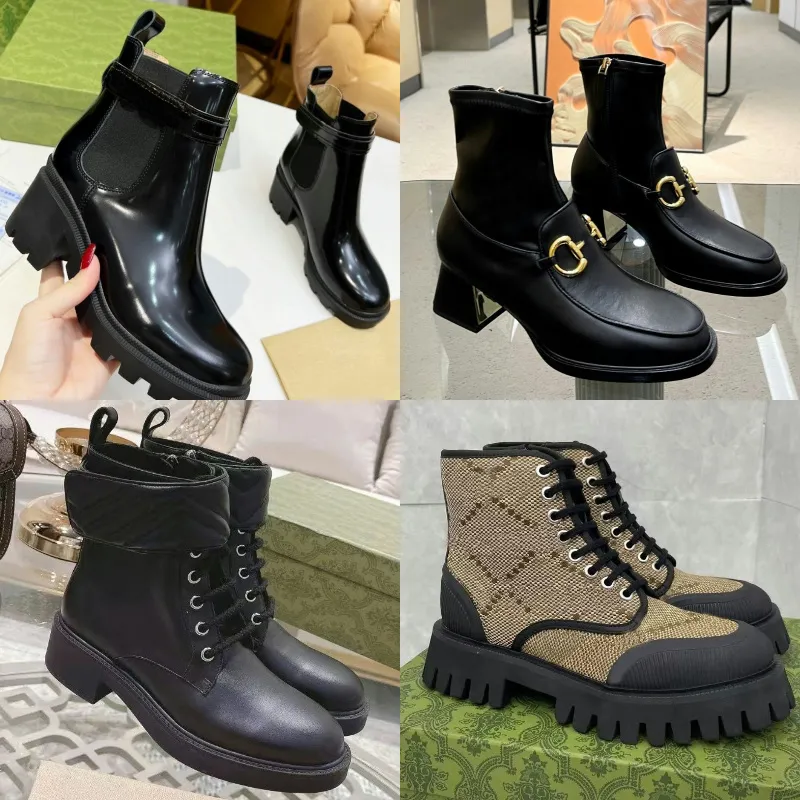 Boots Martin Bootsshort Boot de diseño de mujer Boot de vaca Hebilla Buckle Metal Tacones gruesos zapato de cuero Tacón alto Dia
