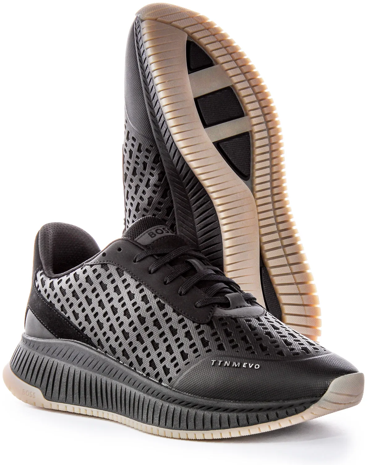 Boss Latte TTNM EVO RUNN Mxmn Logo Design  Zapatillas Inteligentes de Hombre con Cordones y Diseño de Logotipo en Negro