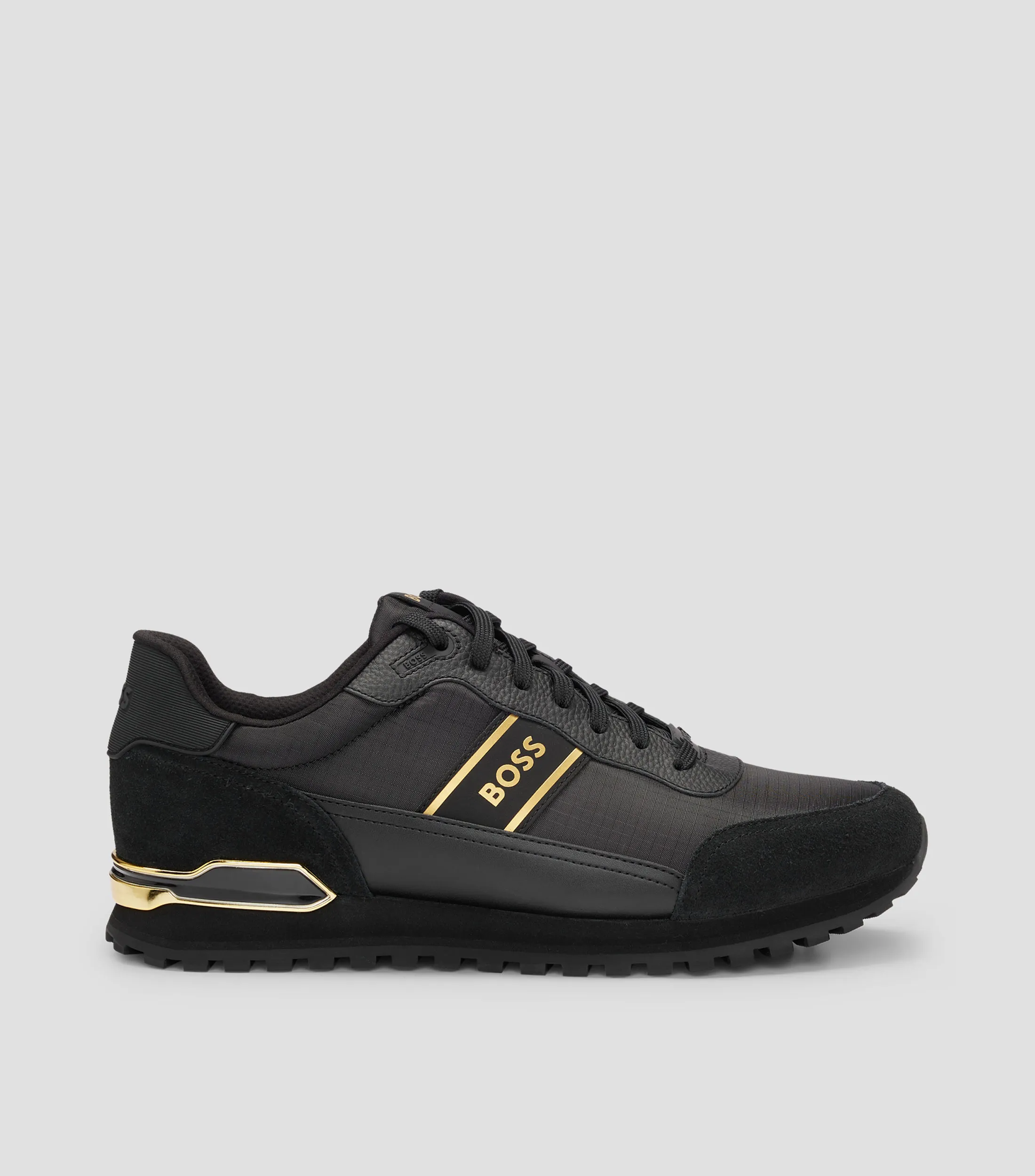 Boss Tenis con cordones en mezcla de diferentes materiales con ribetes de ante Hombre