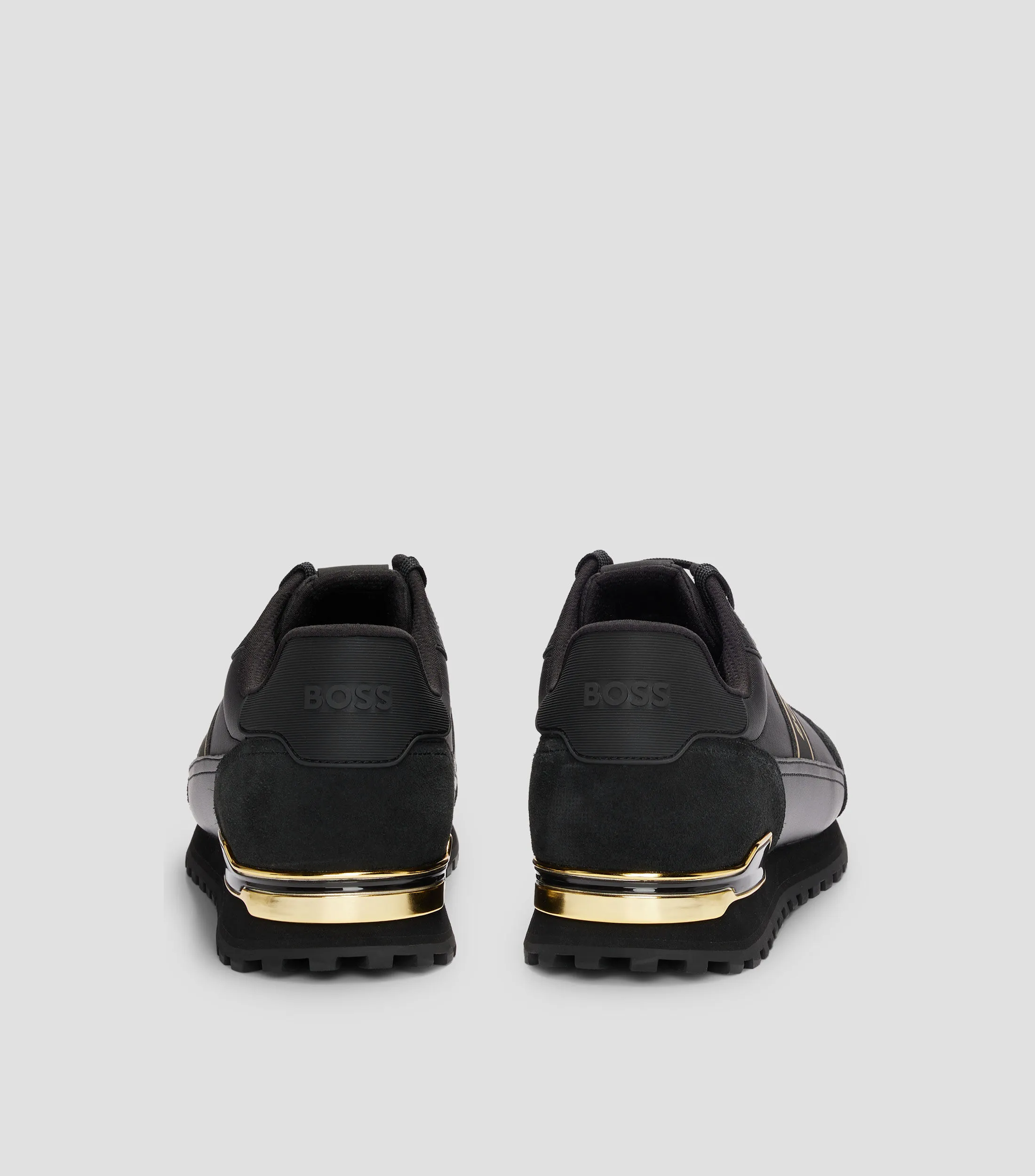Boss Tenis con cordones en mezcla de diferentes materiales con ribetes de ante Hombre