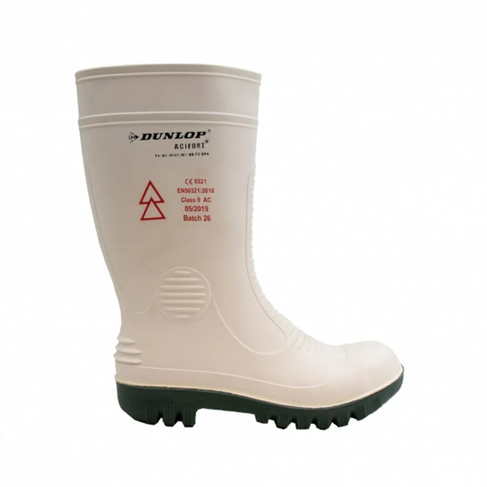 Bota de agua Dunlop alto voltaje Acifort SB SRA blanco