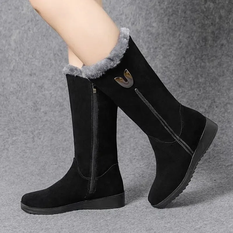 Botas Chelsea cálidas de piel alta para mujer