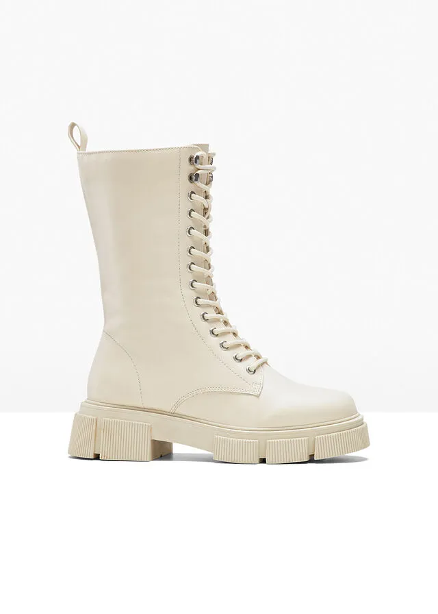 Botas con cordones Beige