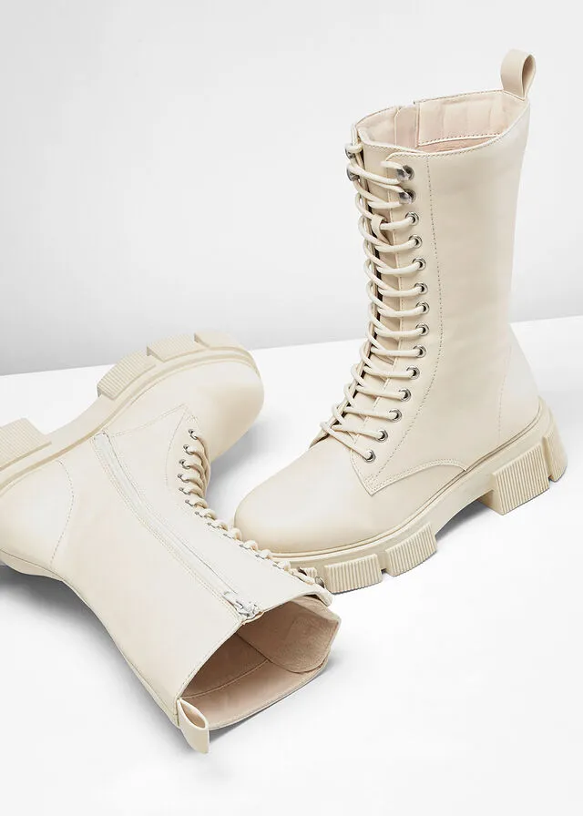 Botas con cordones Beige