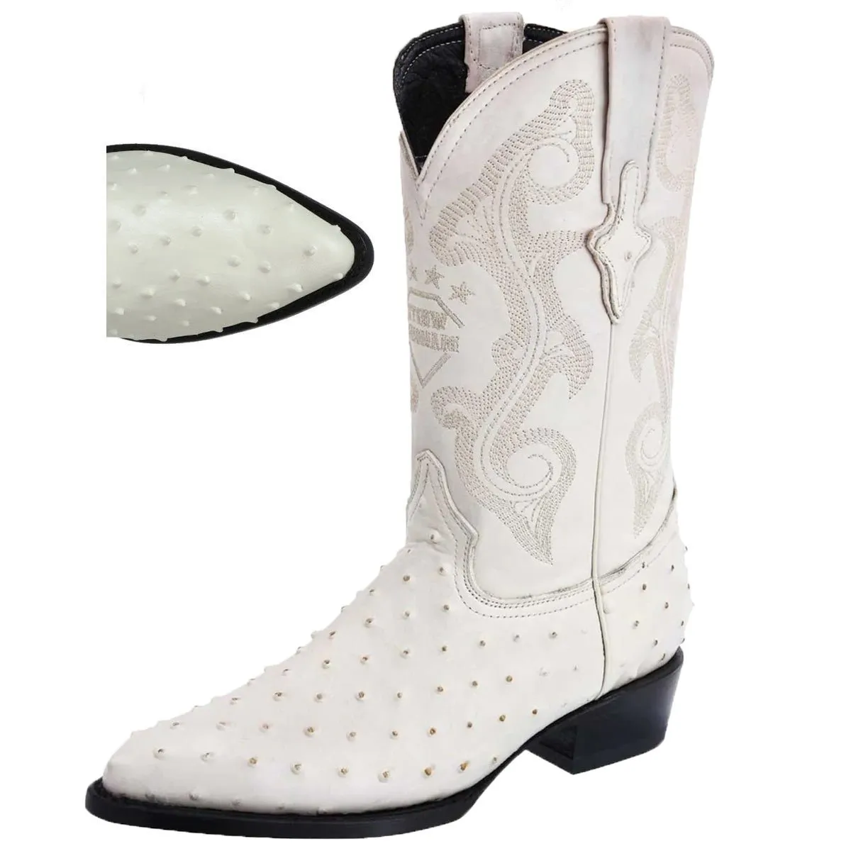 BOTAS DE AVESTRUZ GRABADO CON HORMA PUNTAL 900 WD226