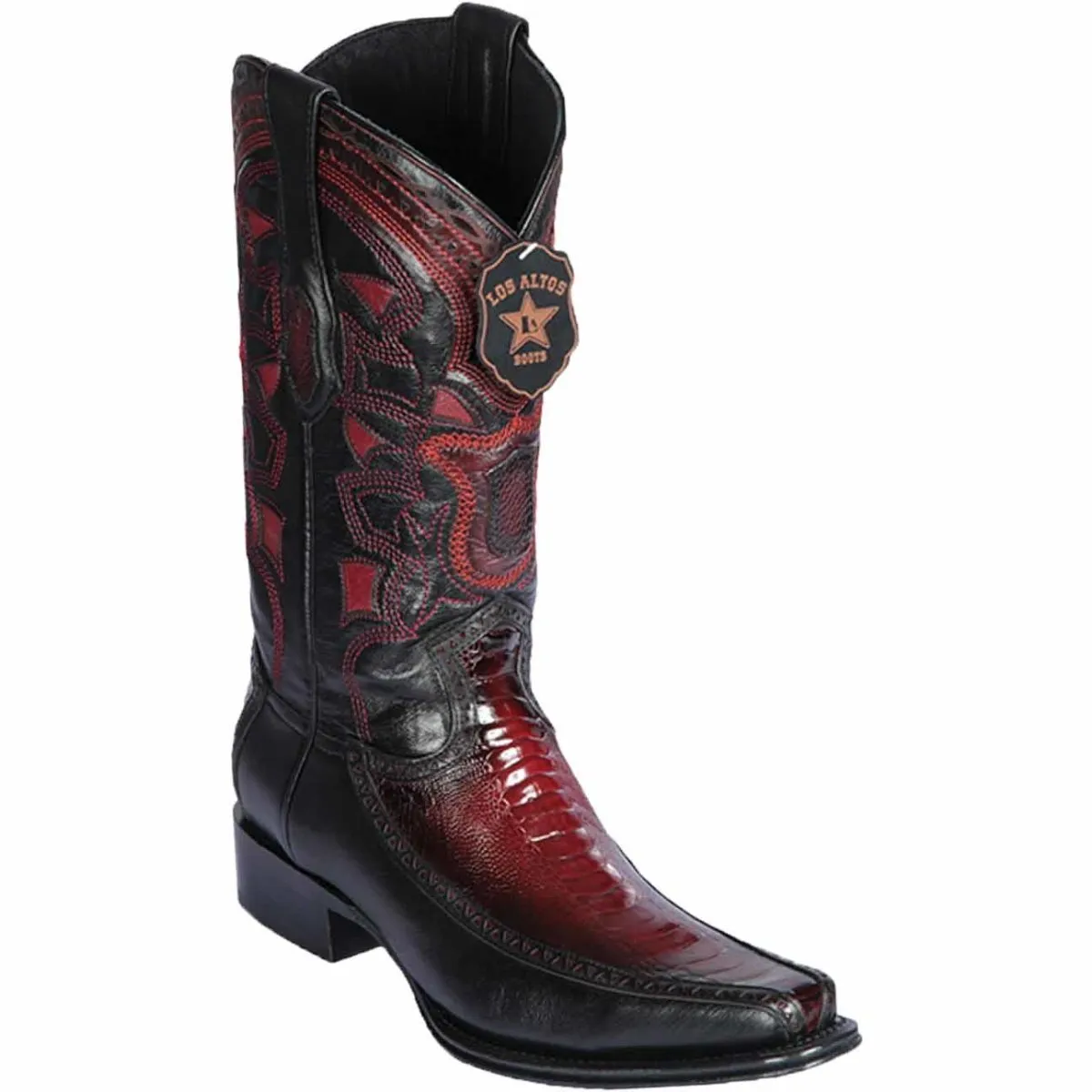 BOTAS DE AVESTRUZ PATA CON VENADO HORMA EUROPEA COLOR VINO LAB76F0543