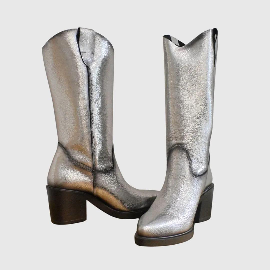 Botas de caña alta plateadas | Jose Saenz