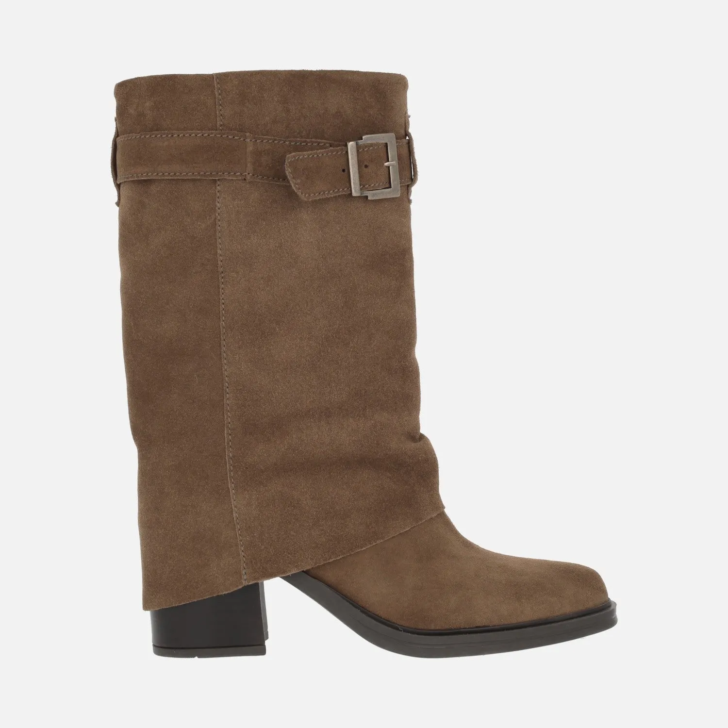Botas de piel con tacón alto Matilda con faldón y hebilla