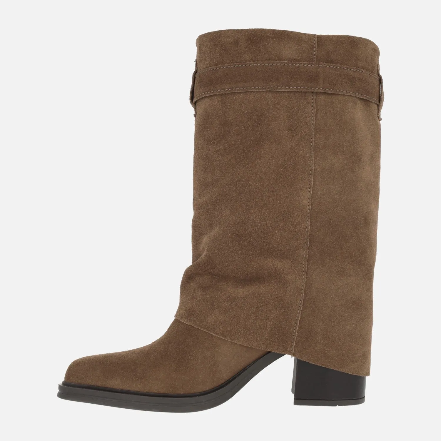 Botas de piel con tacón alto Matilda con faldón y hebilla