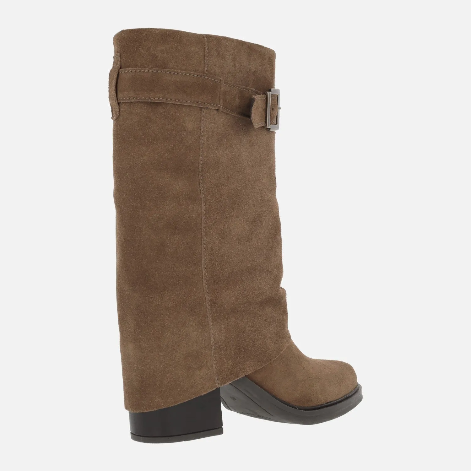Botas de piel con tacón alto Matilda con faldón y hebilla