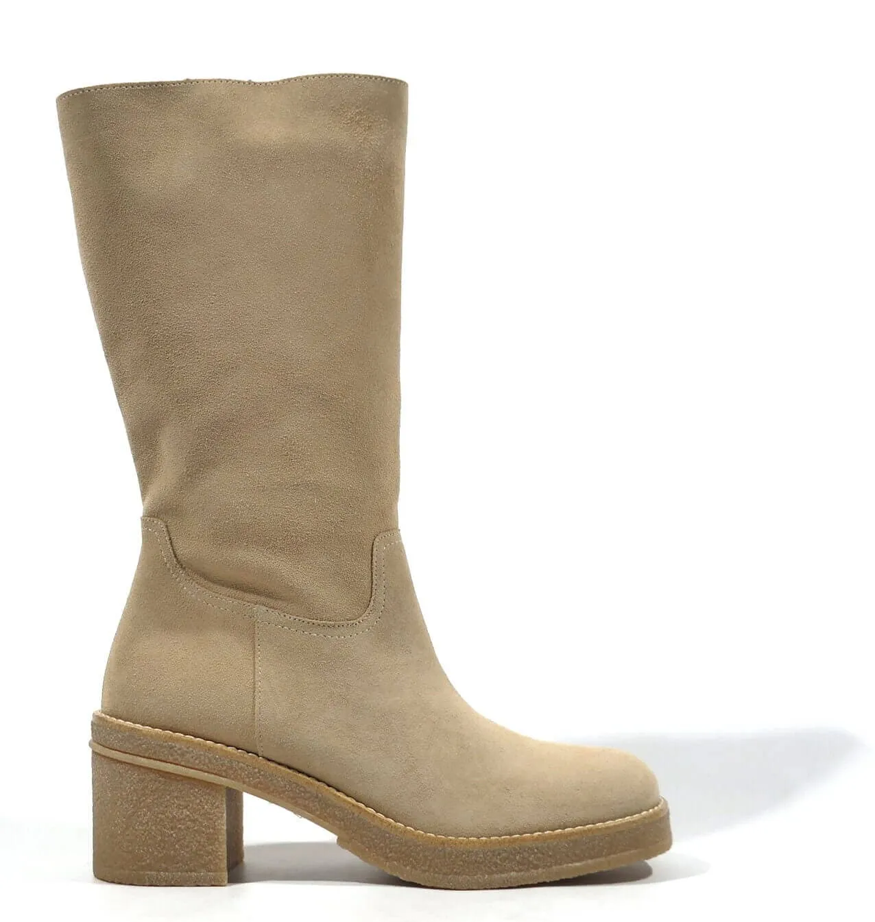 Botas de serraje con tacón de goma