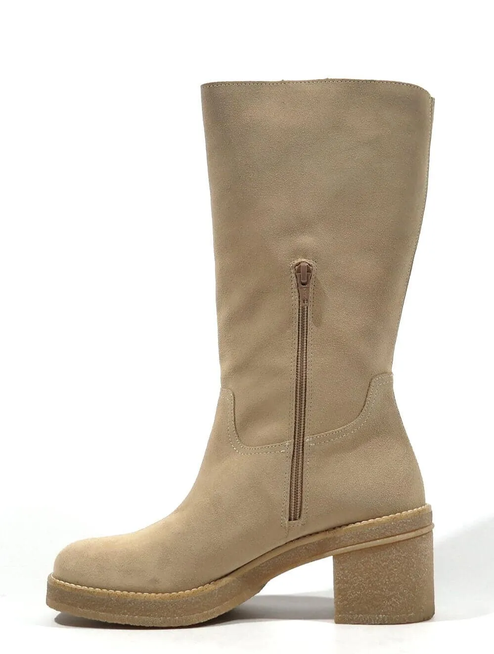 Botas de serraje con tacón de goma