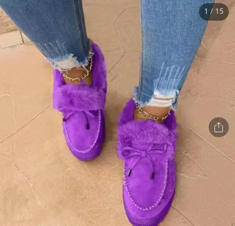 Botas peludas de Color liso para mujer