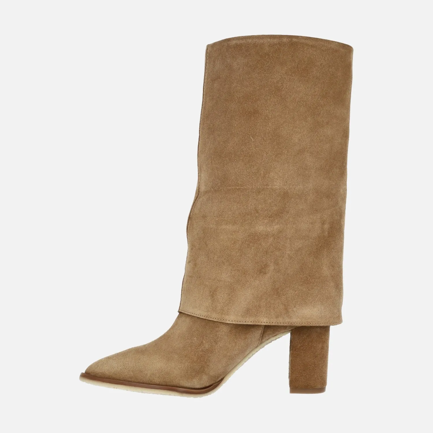 Botas Popa Demi en serraje cuero con tacón alto