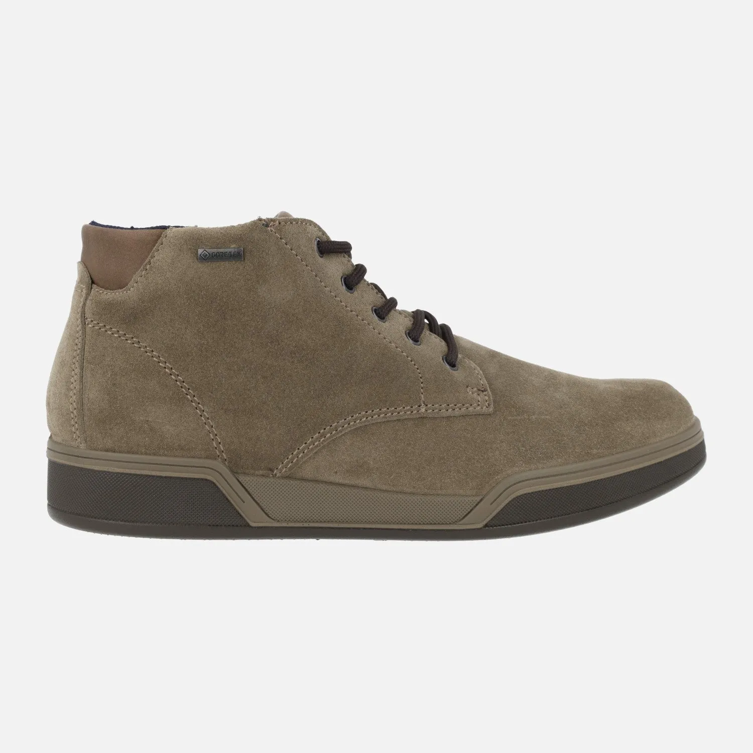 BOTINES DE CORDONES PARA HOMBRE EN SERRAJE TAUPE CON MEMBRANA GORETEX