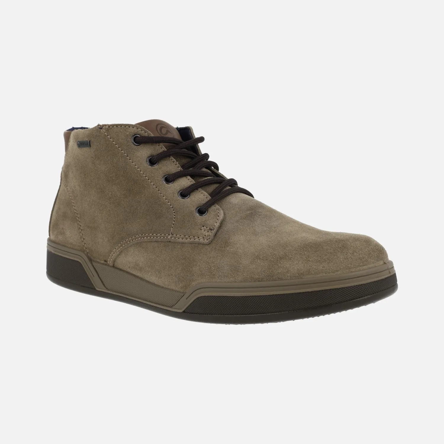 BOTINES DE CORDONES PARA HOMBRE EN SERRAJE TAUPE CON MEMBRANA GORETEX