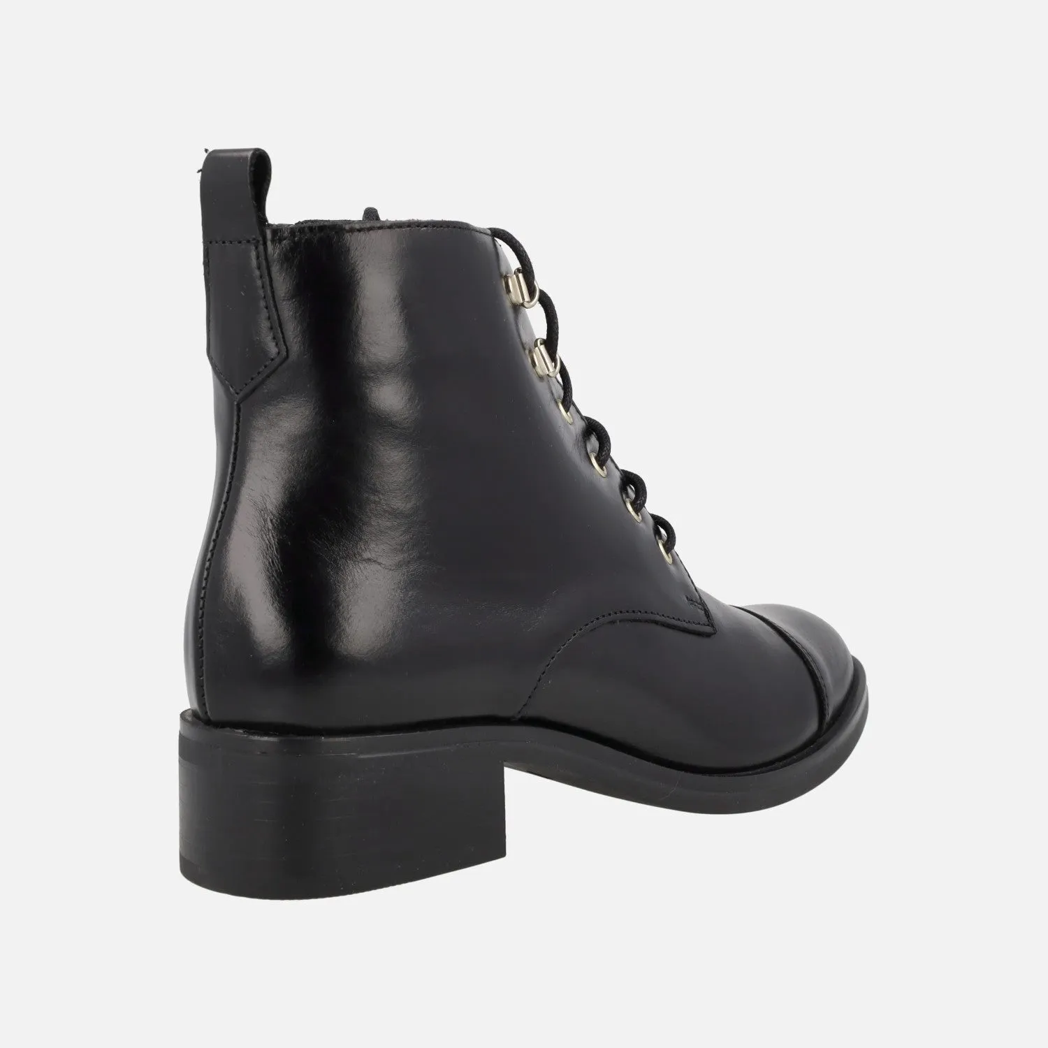 Botines de cordones para mujer en piel negra Funchal