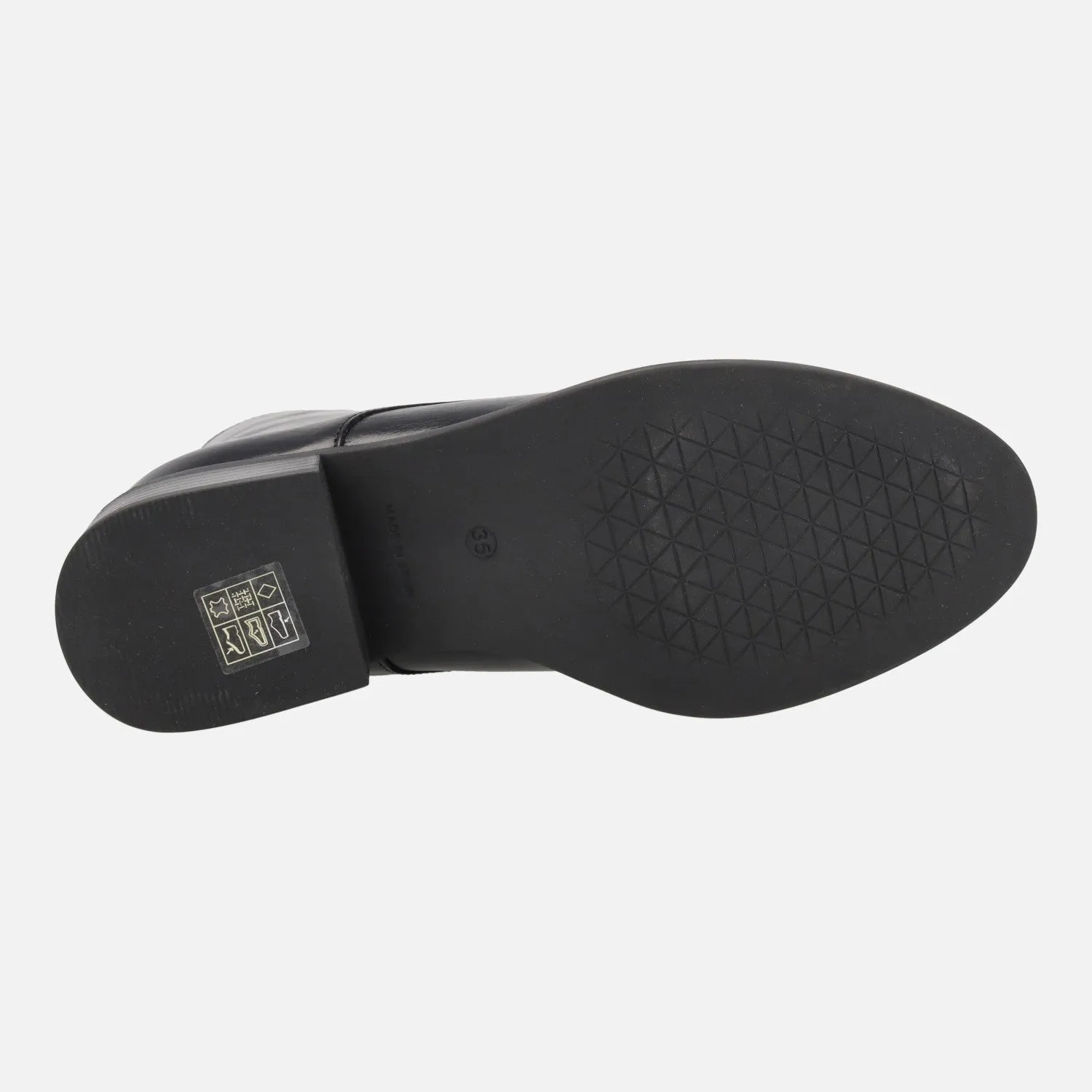 Botines de cordones para mujer en piel negra Funchal