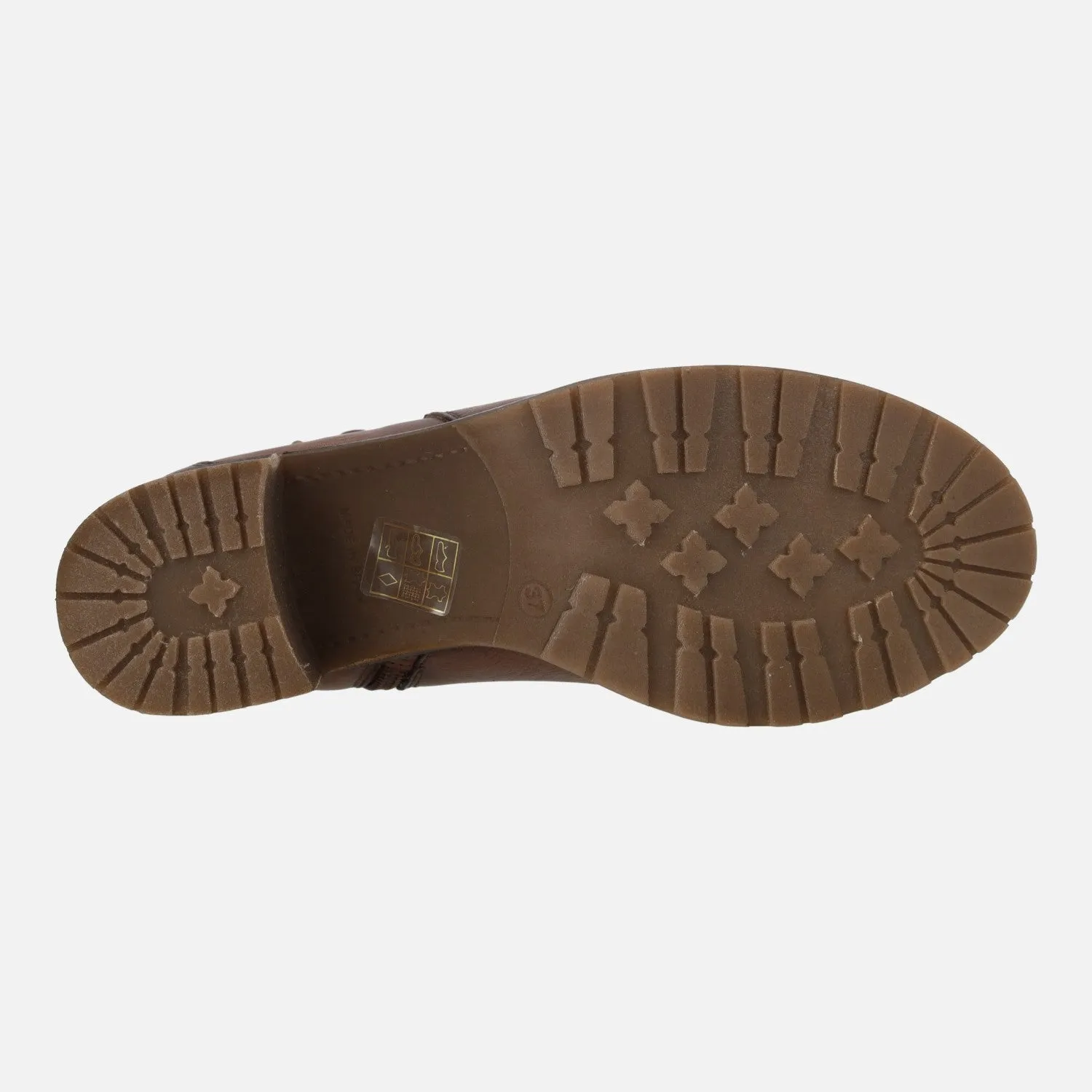 Botines de piel con tacón de goma y adorno de nudo