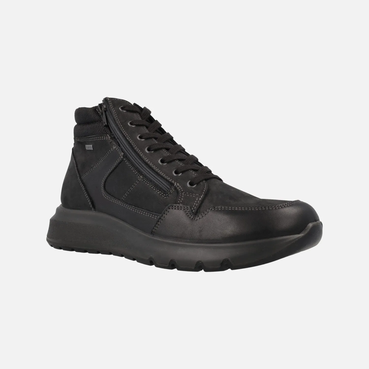 BOTINES GORETEX NEGROS PARA HOMBRE CON CORDONES Y CREMALLERA