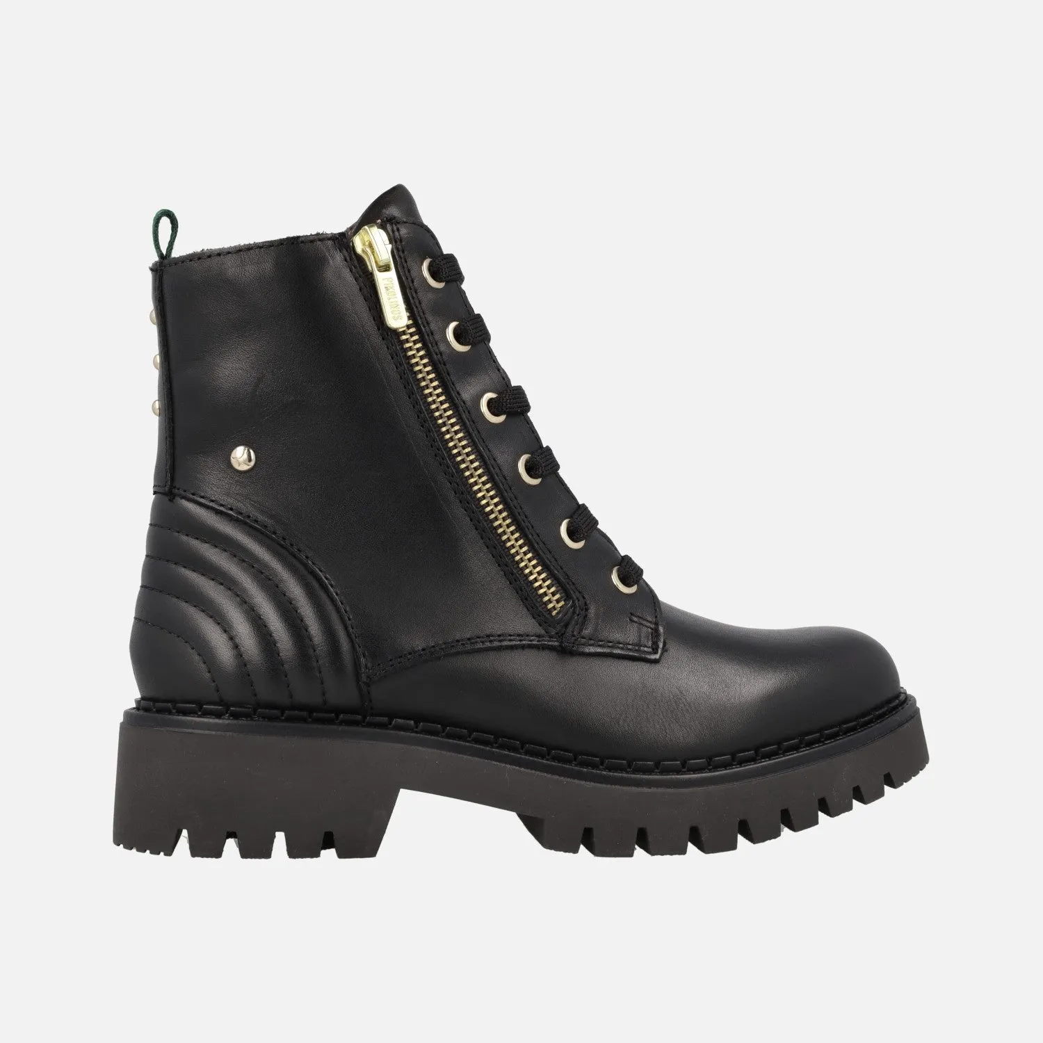 Botines negros de piel Avilés con cordones y cremallera