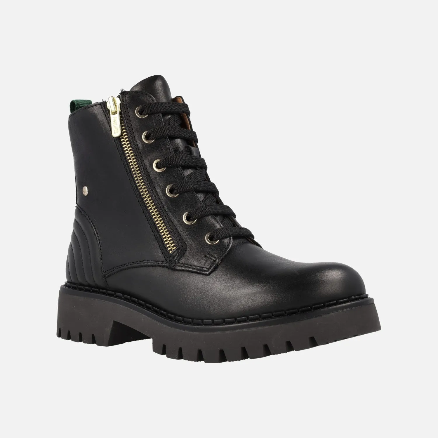 Botines negros de piel Avilés con cordones y cremallera