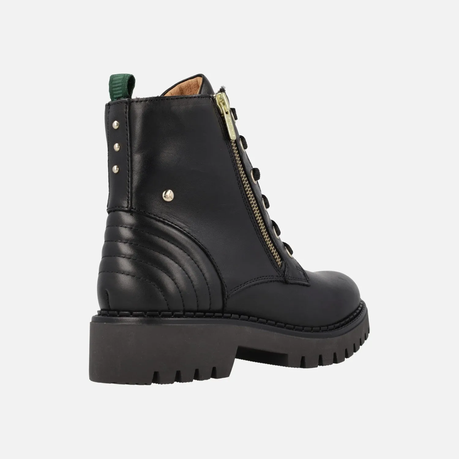 Botines negros de piel Avilés con cordones y cremallera