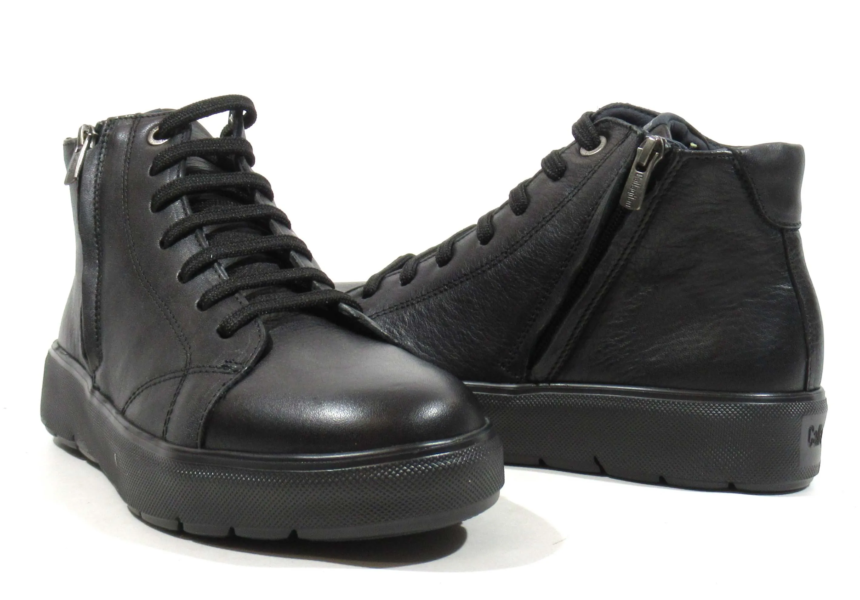 Botines negros de piel con cordones para hombre