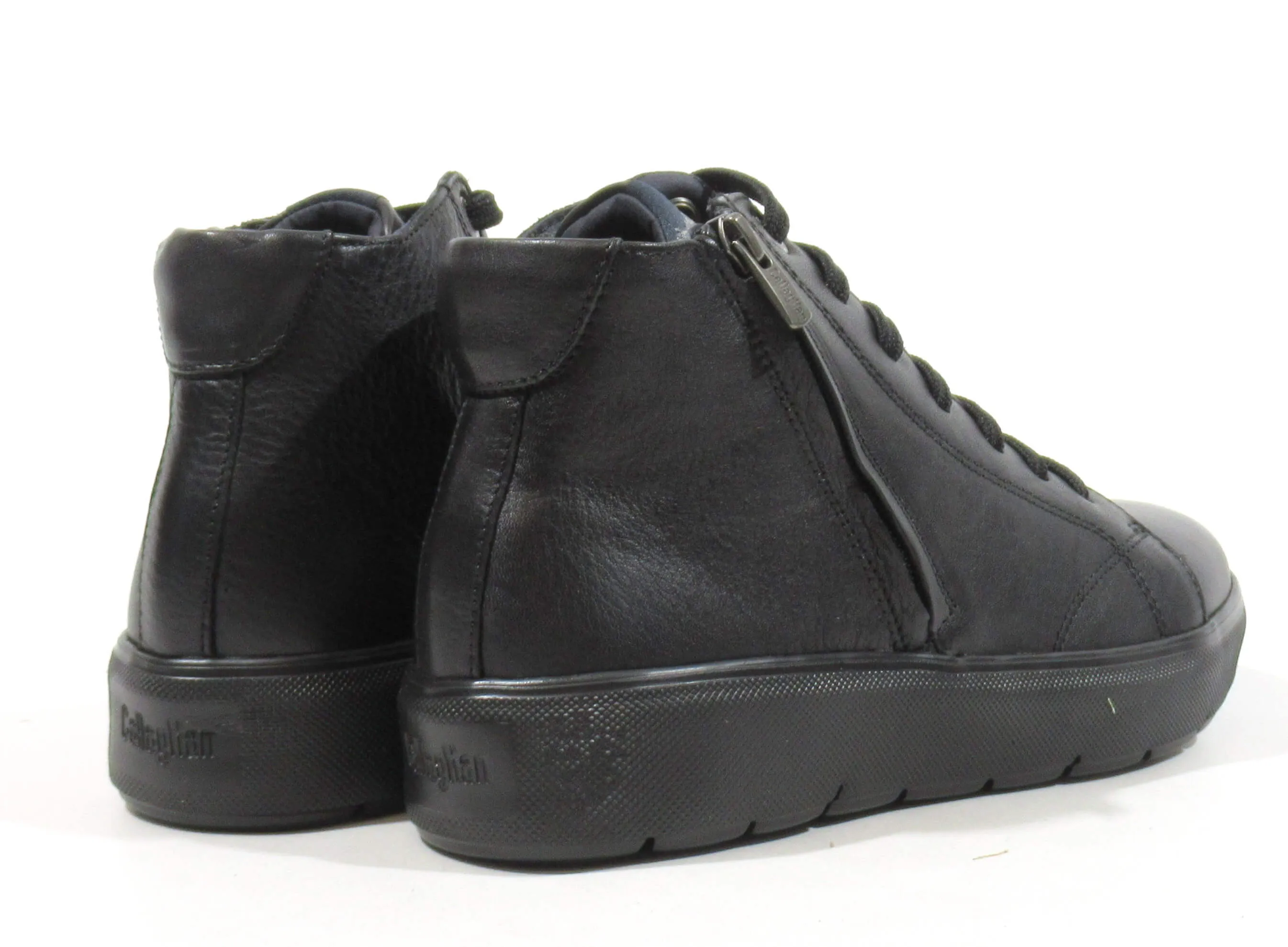 Botines negros de piel con cordones para hombre